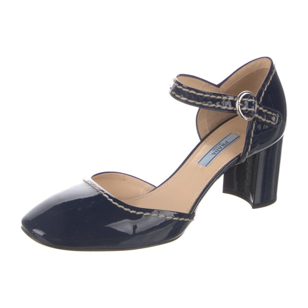 Prada Navy Patent Leather D'Orsay Pumps